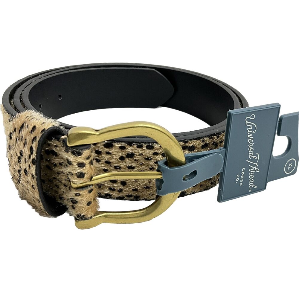 Universal Thread Animal Print Horseshoe Belt Tan XL